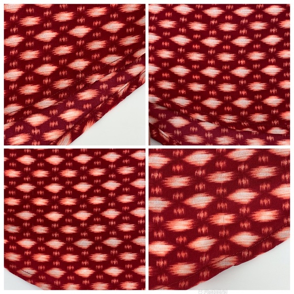 Pleione Burgundy and White Patterned Cap Sleeve Lightweight Blouse, Small - Picture 15 of 16